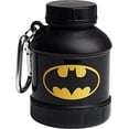 thumbnail image 1 of Smartshake Justice League Whey2Go Batman Contenedor de almacenamiento de proteína en polvo 50 g - Embudo de botella agitadora sin BPA para proteína de suero en polvo + batidos de proteínas 110 ml, DC, 1 of 5