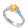thumbnail image 2 of 2.15 Carat Shiny Round Cut Citrine & Blue Topaz Gemstone Engagement Ring for Women 18K White Gold Size 4.5 by Diamond-Capitals, 2 of 7