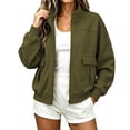 thumbnail image 4 of Ozmmyan Womens Long Sleeve Sweatshirt Stand Collar Full Zip Loose Casual Solid Sweatshirt Jacket with Pockets Fall Winter Spring, 4 of 6