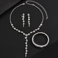 thumbnail image 3 of Top-keivon Silver Crystal Bridal Wedding Jewelry Set Rhinestone Necklace Earrings Bracelet Sets Formal Costume Jewelry for Women and Brides, 3 of 9