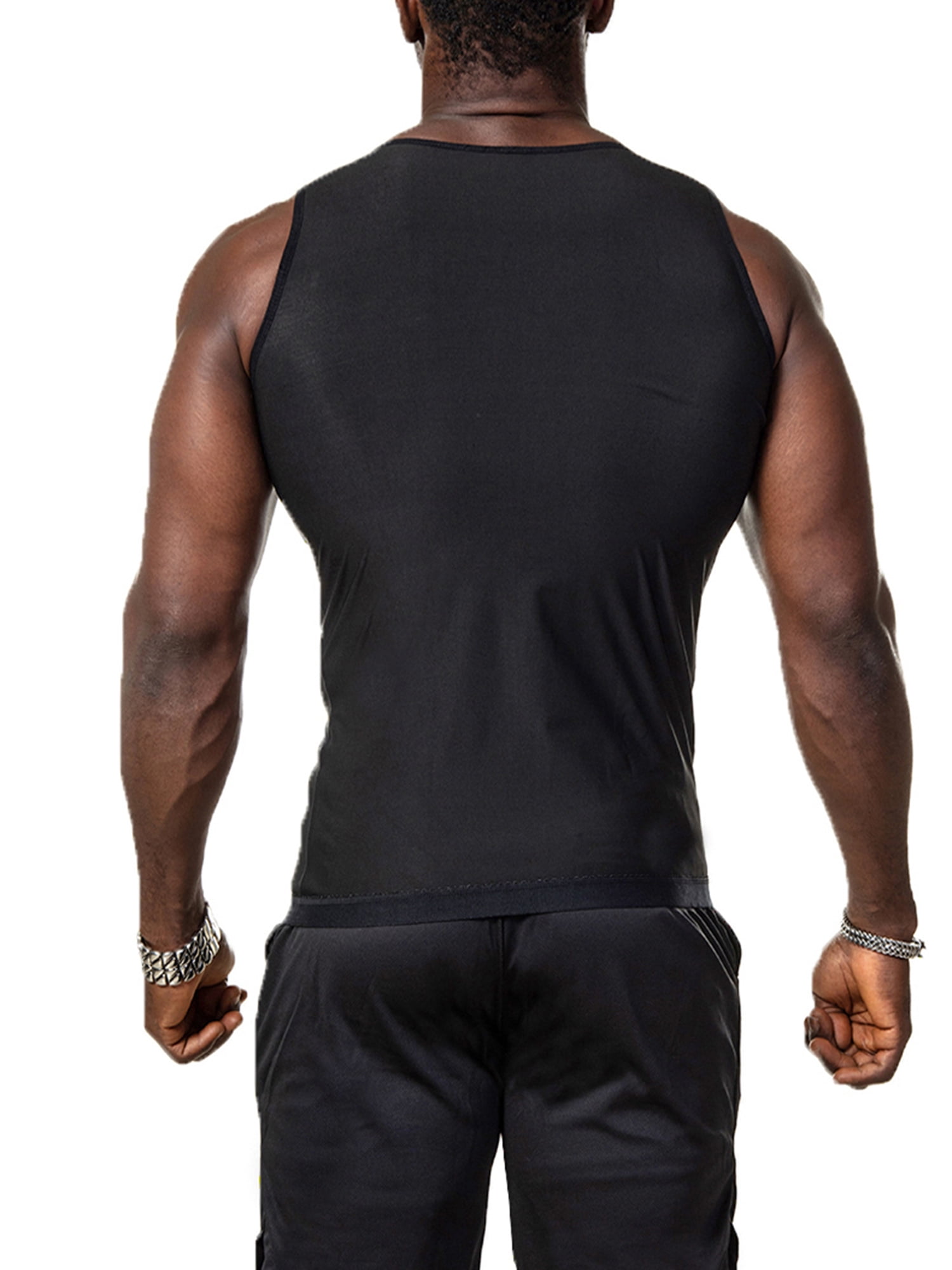 FANNYC Men Hot Sweat Sauna Workout Vest Waist Trainer Zipper Neoprene Tank  Top Compression Shirt Slimming Shapewear Gym Abs Abdomen Undershirts  ,Black/Grey 