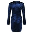 thumbnail image 5 of KaLI_store Formal Dresses for Women Evening Party Womens One Shoulder Long Sleeve Dresses Bodycon Ruched Wrap Split Party Formal Long Dress Blue,XL, 5 of 5