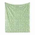thumbnail image 1 of Aloha Soft Flannel Fleece Throw Blanket, Continuous Monochromatic Repetition of Tropical Hawaiian Jungle Leaves, Cozy Plush for Indoor and Outdoor Use, 70" x 90", Lime Green White, by Ambesonne, 1 of 5