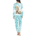 thumbnail image 3 of Renewold Skin Friendly Pajamas for Women 2 Pieces Soft Comfy Athletic Clothing Cross Rabbit Easter Egg Daily Wear Nightwear Thermal Round Neck Lounge Set Size XS, 3 of 4