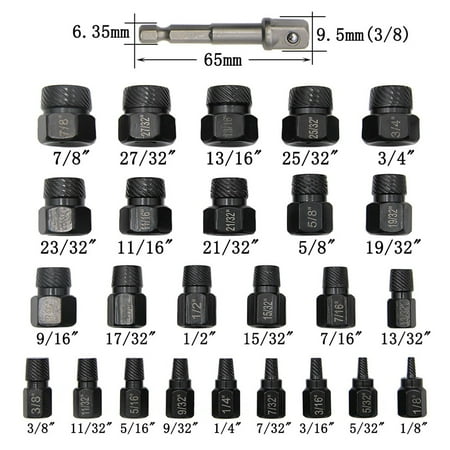 

26Pcs Screw And Bolt Extractor Drill Bit Set Screws Slip Broken Remover Tools