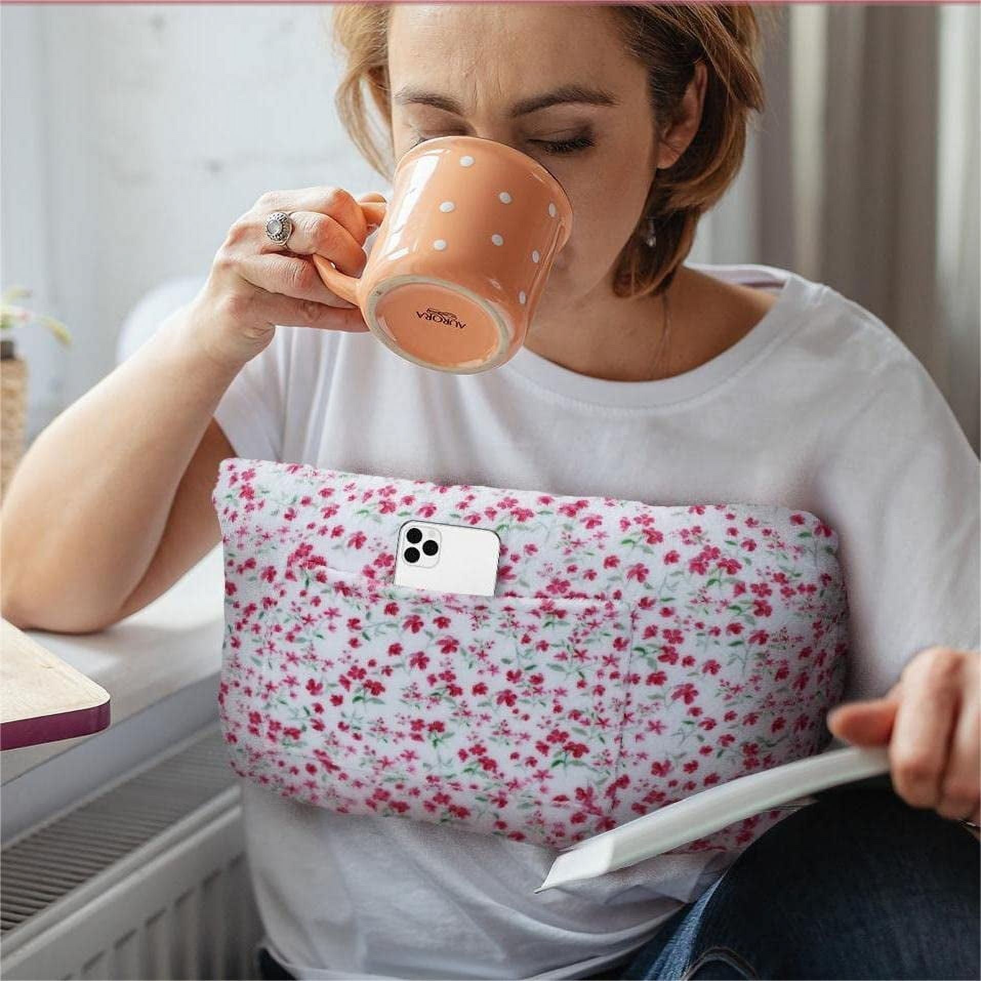 Mastectomy Pillow - Post Surgery Pillow for Breast Cancer, Recovery Breast Pillow for After Heart Surgery, Breast Reduction & Augmentation, Soft Lightweight Heart Pillow with Pockets, Pink Flower