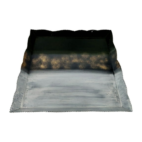 18"Lx18"Wx2"H, Metal Iron Tray, Tri-colored Finish, for Tabletop Decor and Centerpiece Display, Adds Style to Any