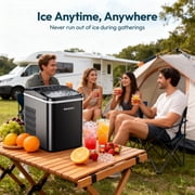 EUHOMY 35lbs/24H Nugget Ice Maker Countertop, Pebble Ice Maker Machine with Auto-Cleaning, Black