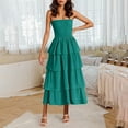 thumbnail image 2 of TAGOLD Womens Camis Sleeveless Dress Solid Color Ruffle Layered Tube Top Long Off Shoulder, 2 of 5