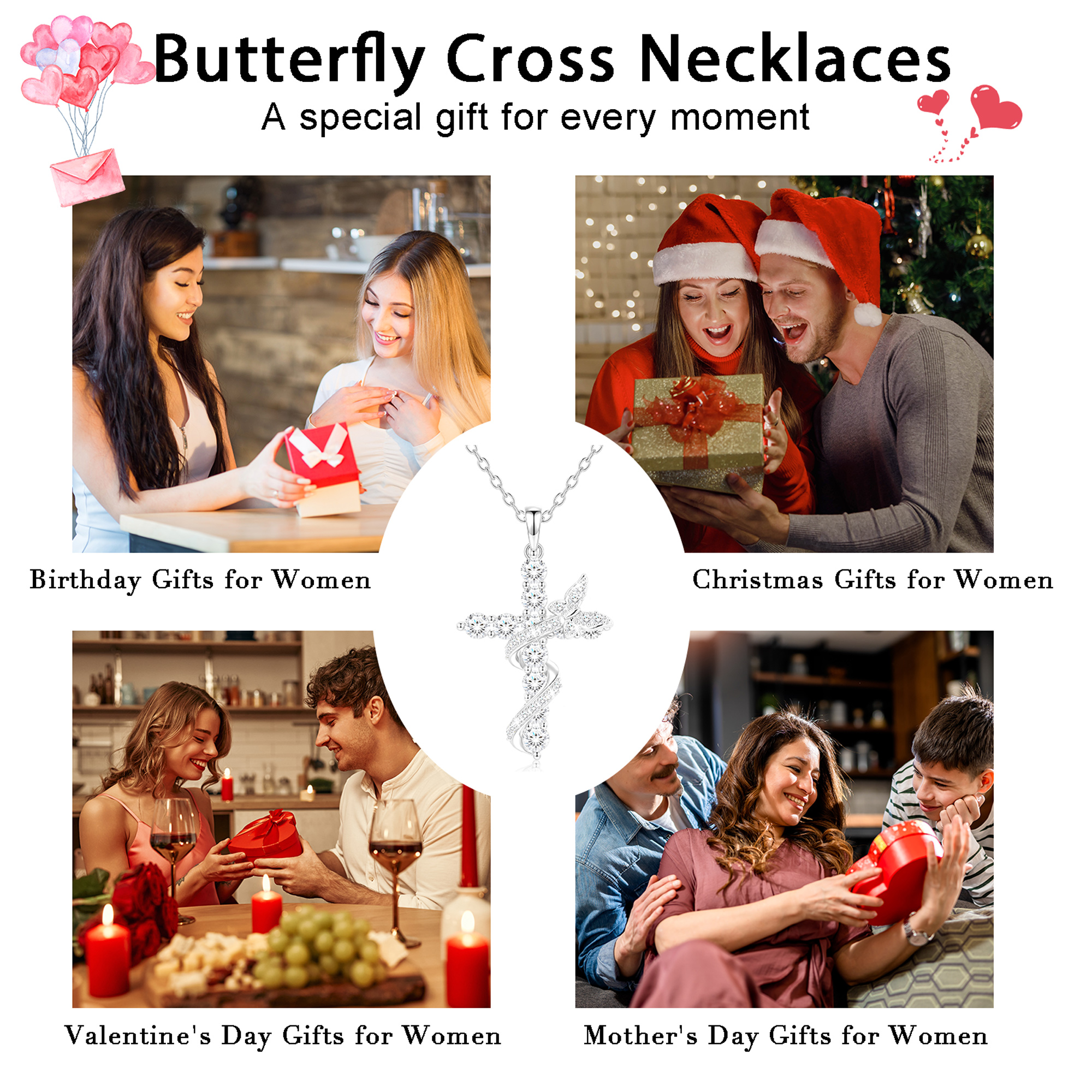 APSVO 925 Silver Plated Butterfly Cross Necklace photo 7