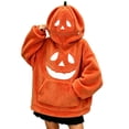 thumbnail image 2 of Ruyelune Red Plus Size Halloween Costumes for Women Wearable Pumpkin Plush Hooded Blanket Onesie Pajamas Cozy Loungewear Halloween Cosplay Costume for Adults 3XL, 2 of 5