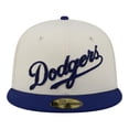 thumbnail image 2 of Men's New Era  Cream Los Angeles Dodgers Two-Tone Stitch 59FIFTY Fitted Hat, 2 of 7