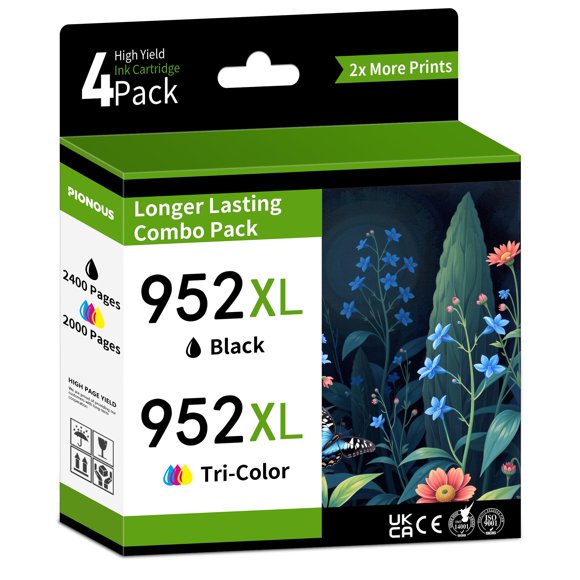 Cartuchos de tinta PIONOUS 952XL de alto rendimiento, paquete de 4