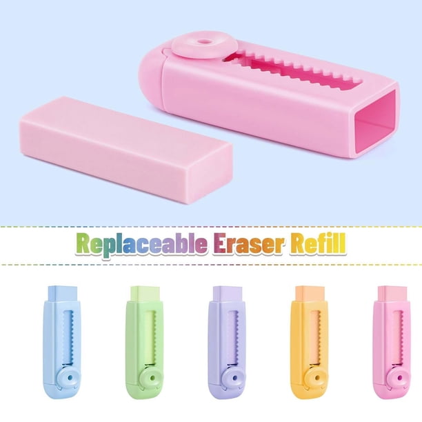 Empuja la goma | Lápiz duradero y borrador de lápiz de colores con mecanismo de empuje y rueda incorporada para borrar limpio y coordinación mano-ojo | 1 PC