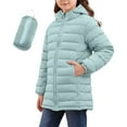 thumbnail image 2 of Kids Lightweight Puffer Jacket Packable Boys Girls Hooded Mid Length Full-zip Down Coat Winter Outerwear 4-12Y (5 Years, Green), 2 of 7