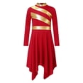 thumbnail image 4 of Xnihocha Kids Girls Liturgical Worship Dress Long Sleeve Praise Stripe Dance Dress Tunic Asymetrical Robe Red 16, 4 of 7