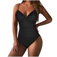 thumbnail image 2 of Traje de baño de una pieza para mujer, cómodo, liso, con almohadilla en el pecho, sin aros, Bikini con escote en V profundo OAVQHLG3B Store lin121212, 2 of 4