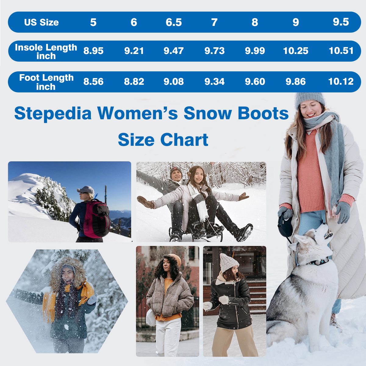 Stepedia Women's Winter Snow Boots with Faux Plush Lining photo 3