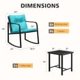 thumbnail image 5 of Vineego 3 Pieces Patio Conversation Sets Outdoor Rocking Chair PE Rattan Bistro Rocker with Coffee Table, Blue, 5 of 7