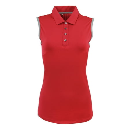 Adidas Womens Sport Trainer - adidas Women's 3STSLV Sleeveless Polo Shirt Ray Red/Mid Grey Heather S