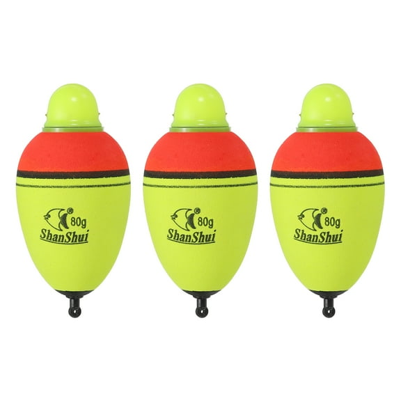 2.8oz Lighted Fishing Slip Bobbers EVA Green Red LED Light Up Fishing Float, Yellow, 3 Pack