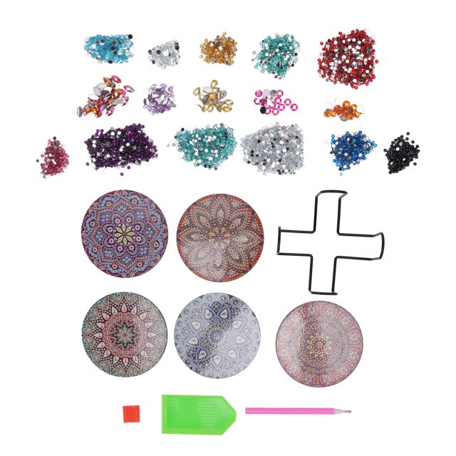 Posavasos con pintura de diamantes de imitación Sincero estilo Mandala colores brillantes fondo de corcho kit de arte
