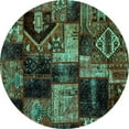 thumbnail image 1 of Ahgly Company Indoor Round Patchwork Turquoise Blue Transitional Area Rugs, 6' Round, 1 of 4