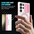 thumbnail image 6 of Phone Case for Samsung Galaxy S24 Ultra Case Magnetic with Stand Black Fits Wireless Charger, Samsung S24 Ultra Case with Camera Lens Protector Cover Shockproof (Pink White), 6 of 17