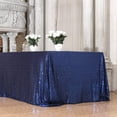 thumbnail image 5 of 60×102'' Rectangle Navy Blue Sequin Tablecloth for Party Cake Dessert Table Exhibition Events, Blue, 5 of 7