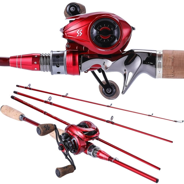 Sougayilang Baitcaster Combos 4 Piece Casting Rod and 8.01 High Speed
