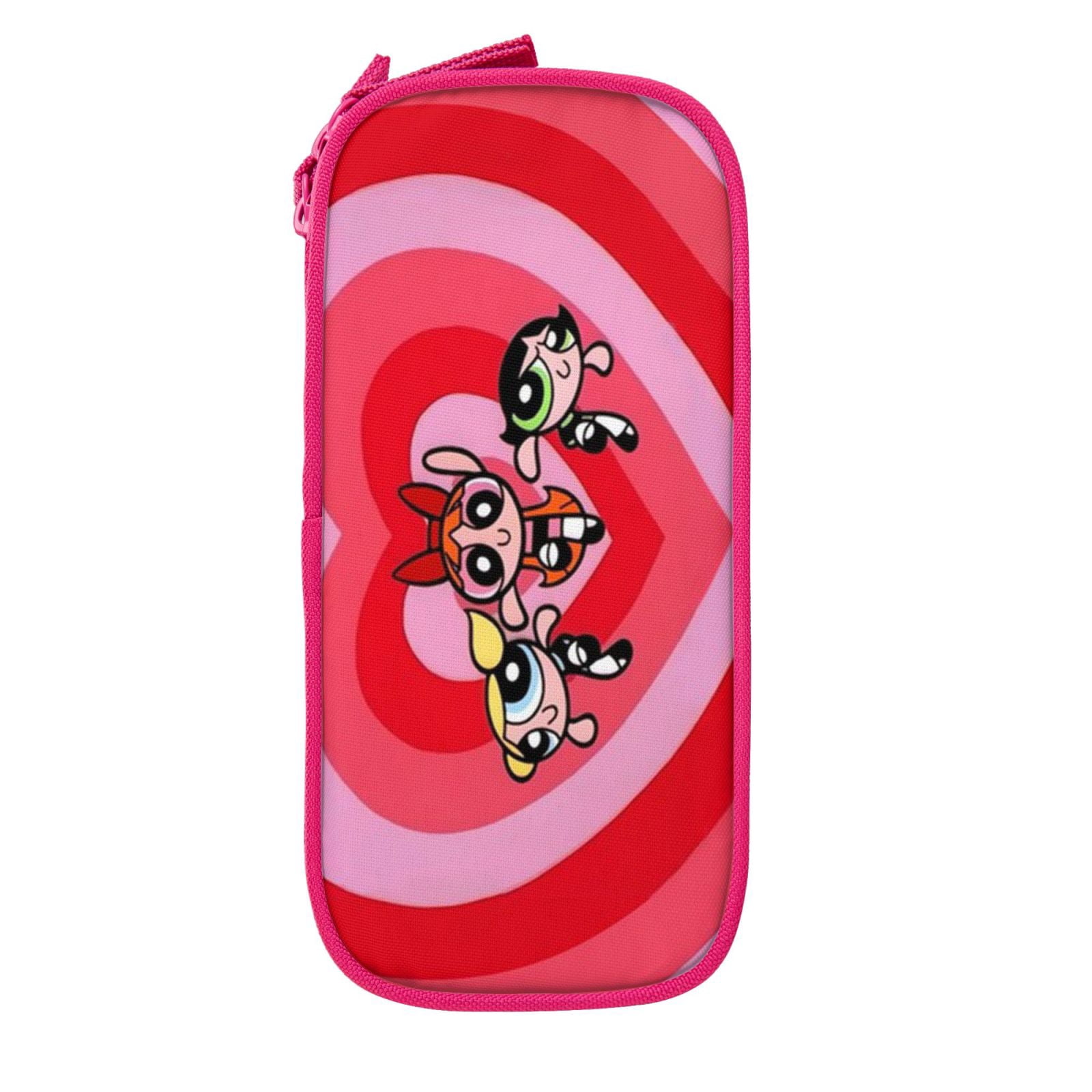 The Powerpuff Gi-rls Pencil Case Large Capacity Pencil Pouch Penbag Office Stationery Organizer Travel Makeup Bag Pink