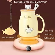 Mengcat Tea Cup with Infuser and Lid Ceramic Coffee Kawaii Cat Tea Mug Cute Cool Preppy Stuff Cat Birthday Gifts Cute Gifts for Women Girls(13oz)