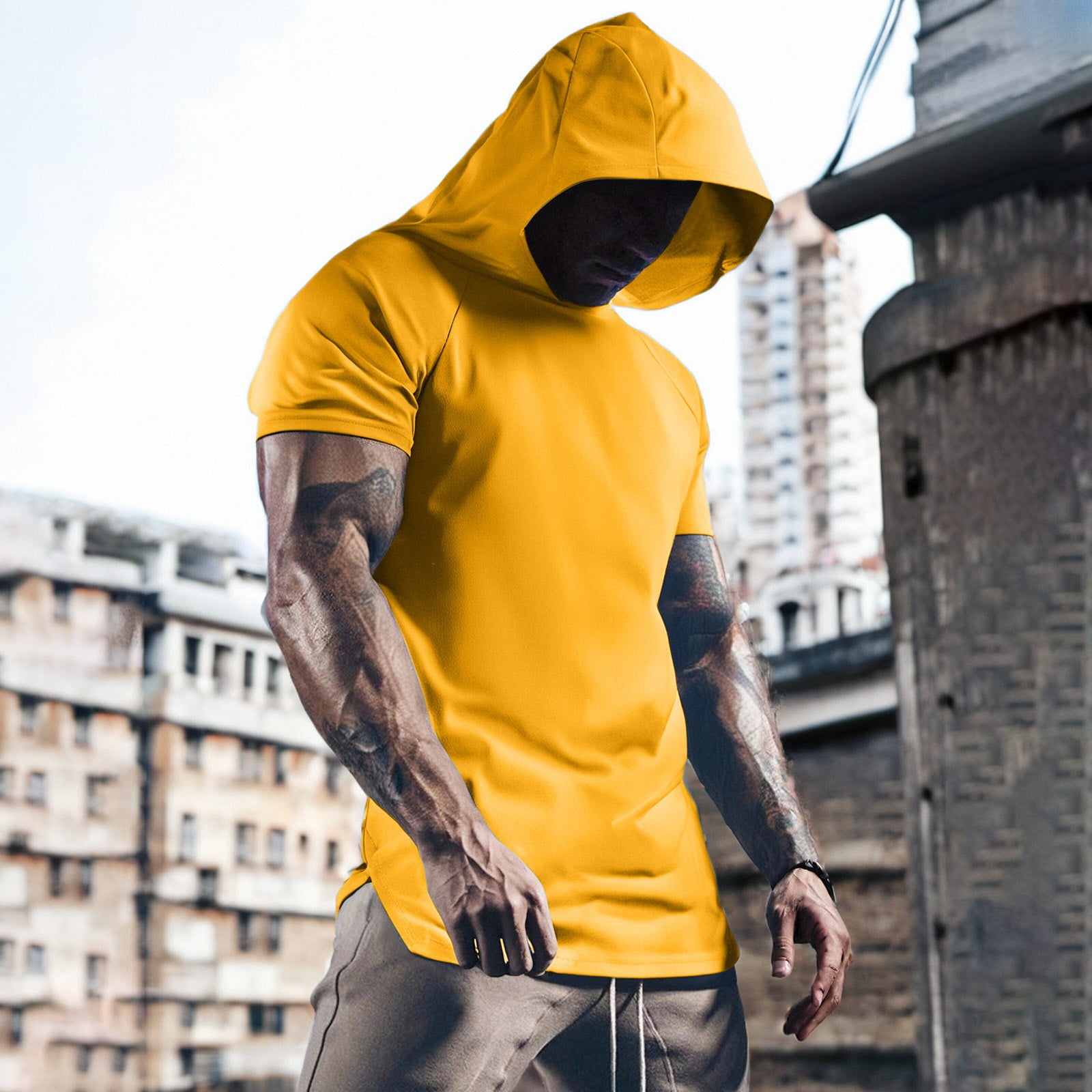 Short Sleeved Basketball Sports Split Hoodie Appearance Suit Men
