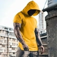 thumbnail image 2 of XIAONU Mens Raglan Sleeve Hooded Tee Fitted Short Sleeve Hooded Pullover Shirt Quickdry Athletic Gym Tees, 2 of 4