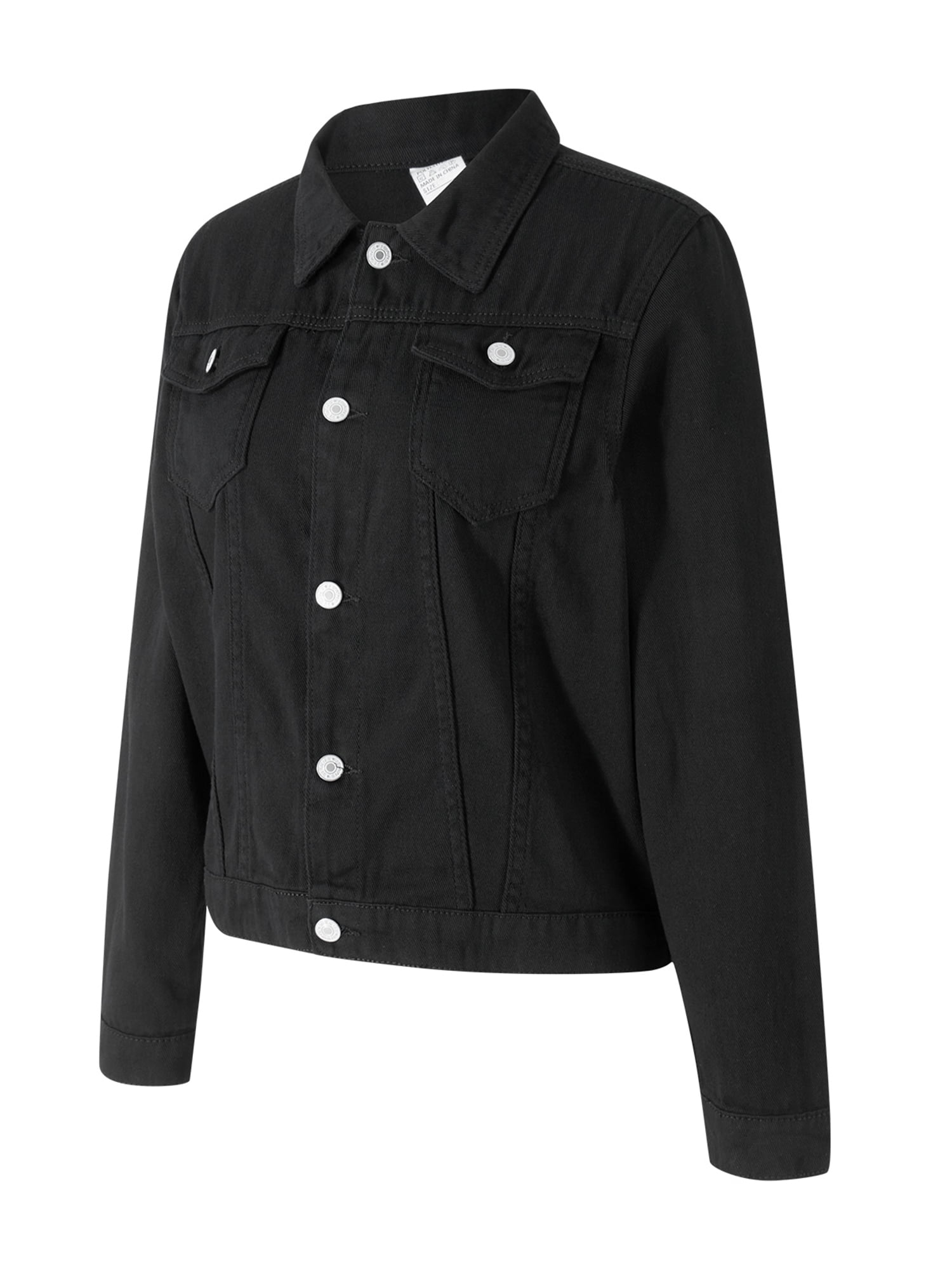 Black Fringe Trim Denim Jackets, Long Sleeves Single Breasted Button Lapel Denim Coats, Women's Denim Clothing,Women Jean Jacket,Temu