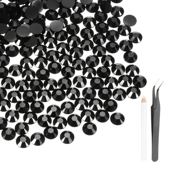 Uxcell 3000 Pcs Flatback Crystal Rhinestones, Resin Crystal Gems with Tweezer Dotting Pen Non Hotfix for Bedazzling Tumblers Mugs Bottles Nail DIY Crafts(SS20 5mm, Black)