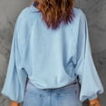 thumbnail image 3 of Blusa de mujer de manga larga con cuello vuelto y botones, blusa de corte informal para mujer a la moda, azul claro L, 3 of 7