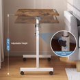 thumbnail image 4 of Small Standing Desk Adjustable Height, 31.5inch Small Folding Desk for Small Space, Portable Laptop Desk, Home Office Desks with Wheels, Small Computer Rolling Desk (Rustic Brown, 31.50 * 15.75), 4 of 12