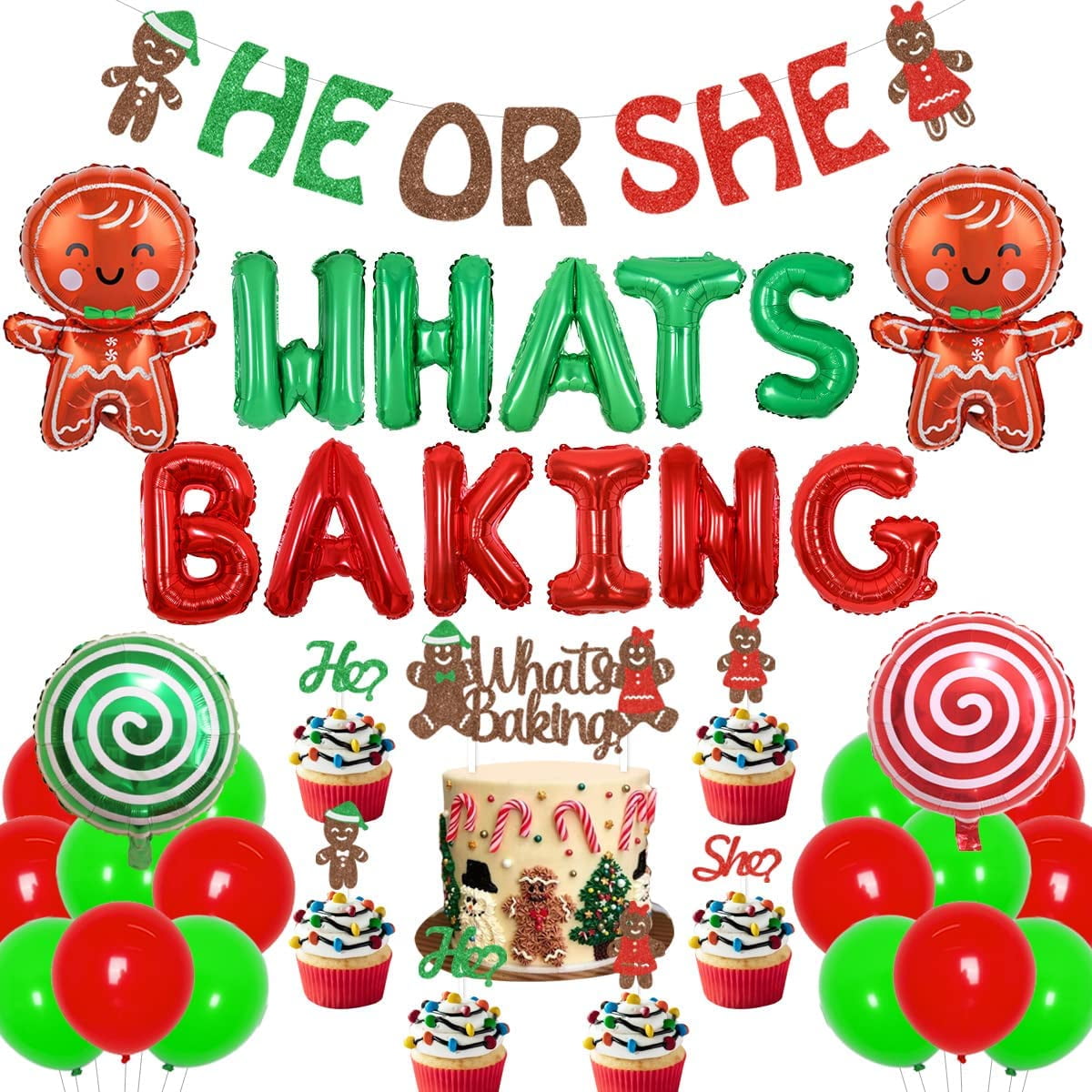 Christmas Gender Reveal Party Decorations Whats Baking Cake Topper