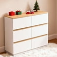 thumbnail image 5 of Ktaxon 6 Drawer Double Dresser Wood Dresser Organizer Storage Cabinet Chest Of Drawers, White, 5 of 12