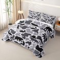 thumbnail image 3 of Manfei Retro Camo Twin Quilt Set,Lovely Bear Twin Coverlet Set,White Black,2-Piece, 3 of 7
