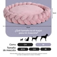 thumbnail image 3 of Cama Redonda para Perro y Gato Esquimal Rosa Trenzada Antiestrés Mediana Lavable, 3 of 6
