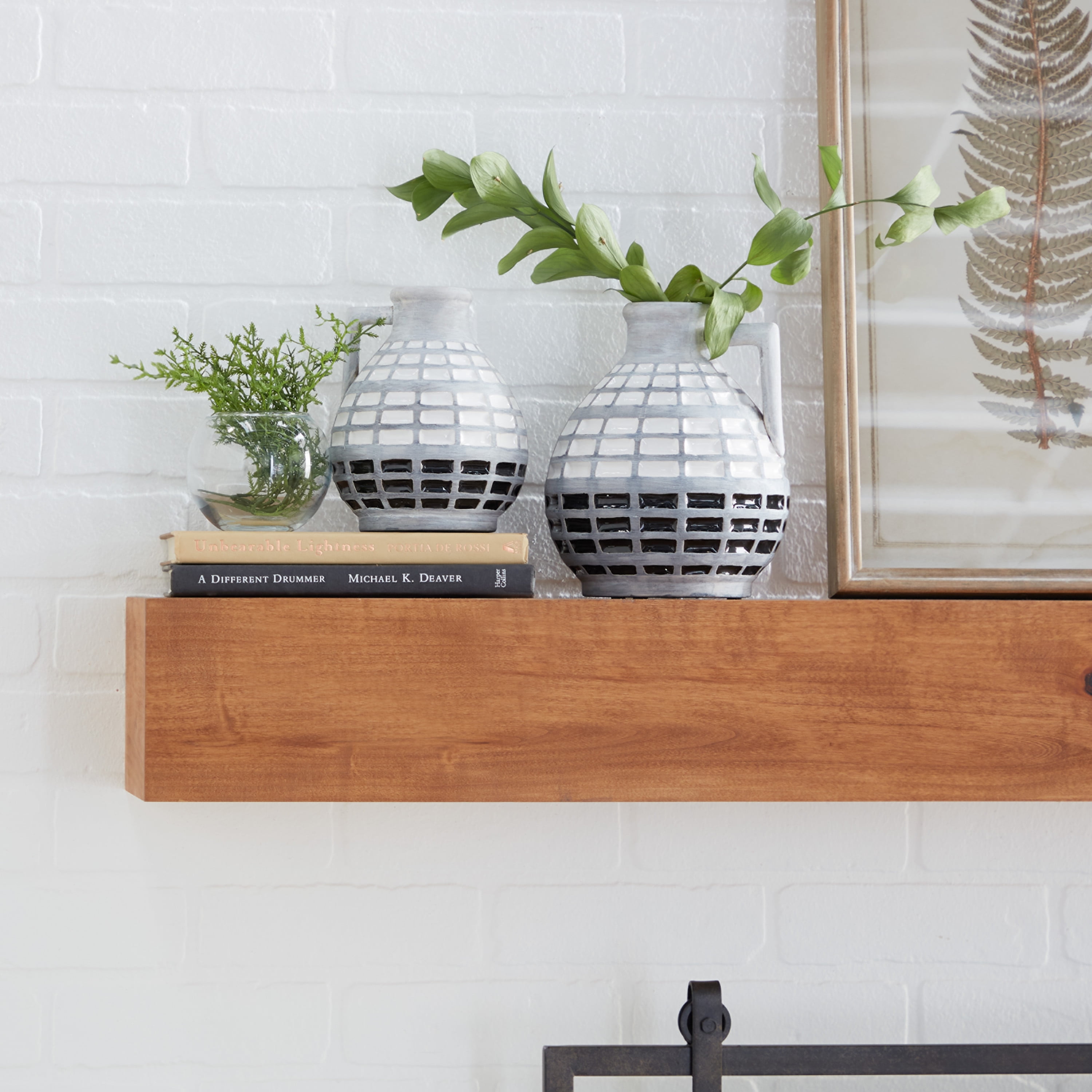 DecMode 8', 7'H Handmade Gray Ceramic Vase with Grid Pattern, Set of 2