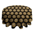thumbnail image 4 of Black Yellow Sunflower Pattern Round Tablecloth 60"x60",Wrinkle Wipeable Table Cloth for Kitchen Dining Room Picnic Patio Party, 4 of 6