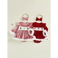thumbnail image 3 of Miaouyo Infant Baby Girls 2Pcs Christmas Outfits 0 3 6 12 18 Months Long Sleeve Velvet Romper Dress with Headband, 3 of 9