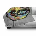 thumbnail image 3 of Cat Soft Flannel Fleece Throw Blanket, Colorful Dark Paint of a Cat Head Big Sketchy Eyes Unique Creatures Work, Cozy Plush for Indoor and Outdoor Use, 60" x 80", Multicolor, by Ambesonne, 3 of 6