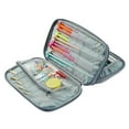 thumbnail image 2 of Long Knitting Needle Case Oxford Storage Bag Kit Tool Totes Pouch Gray Leaves, 2 of 9