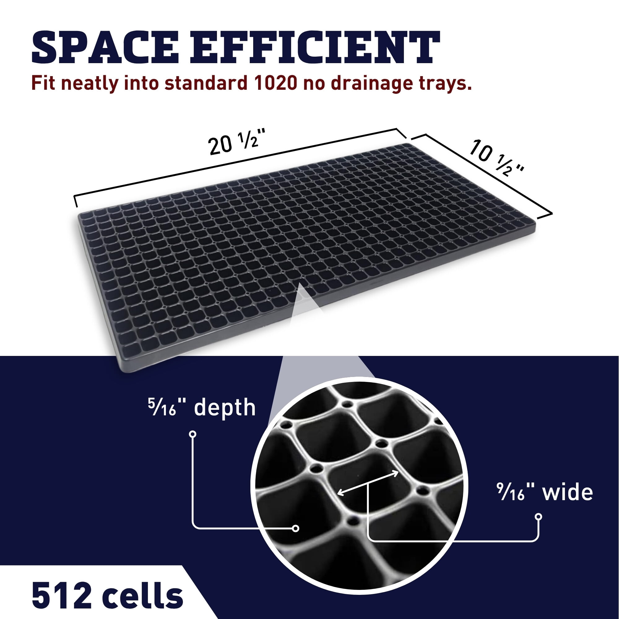 512 Cell Plug Seed Starting Tray – Heavy-Duty Seedling Germination and Propagation Tray - 50 Packs