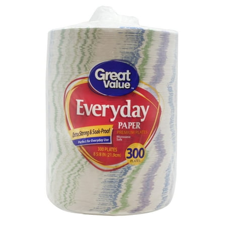 Great Value Everyday Premium Paper Plates, 8 5/8", 300 Count
