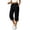 Black, variant on Women's Capri Cargo Pants, Elastic Waist Cropped Hiking Pants for Women, Lightweight Quick Dry Jogger Trousers with Multi Utility Pockets, Adjustable Capri Length Streetwear Travel Pants Beige L